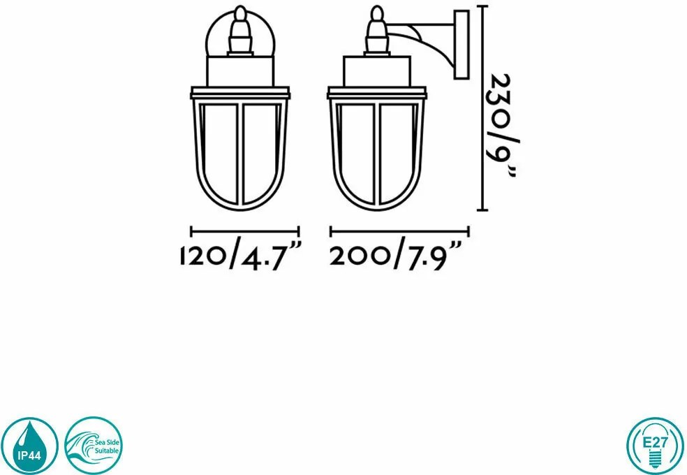 FARO 70992 NAHIR Klasszikus Kültéri Fali Lámpa E27 IP44