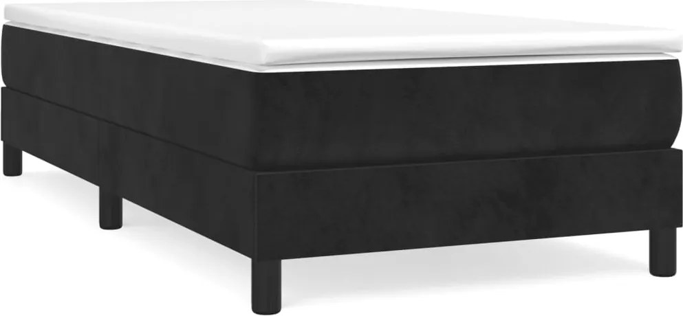 vidaXL fekete bársony rugós ágykeret 90x190 cm
