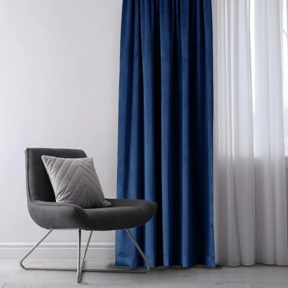 Sötétkék bársony dimout (részleges sötétítő) függöny 140x245 cm Eyelets – Restilo
