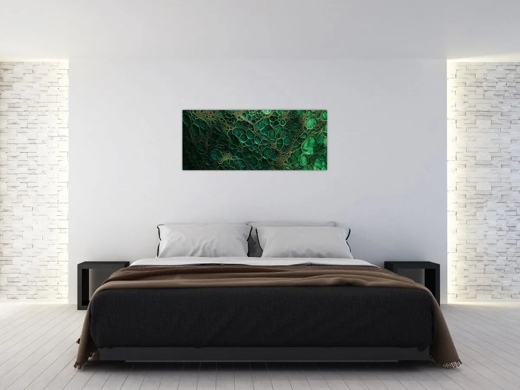 Kép - Zöld mikroszkópos kép (120x50 cm)
