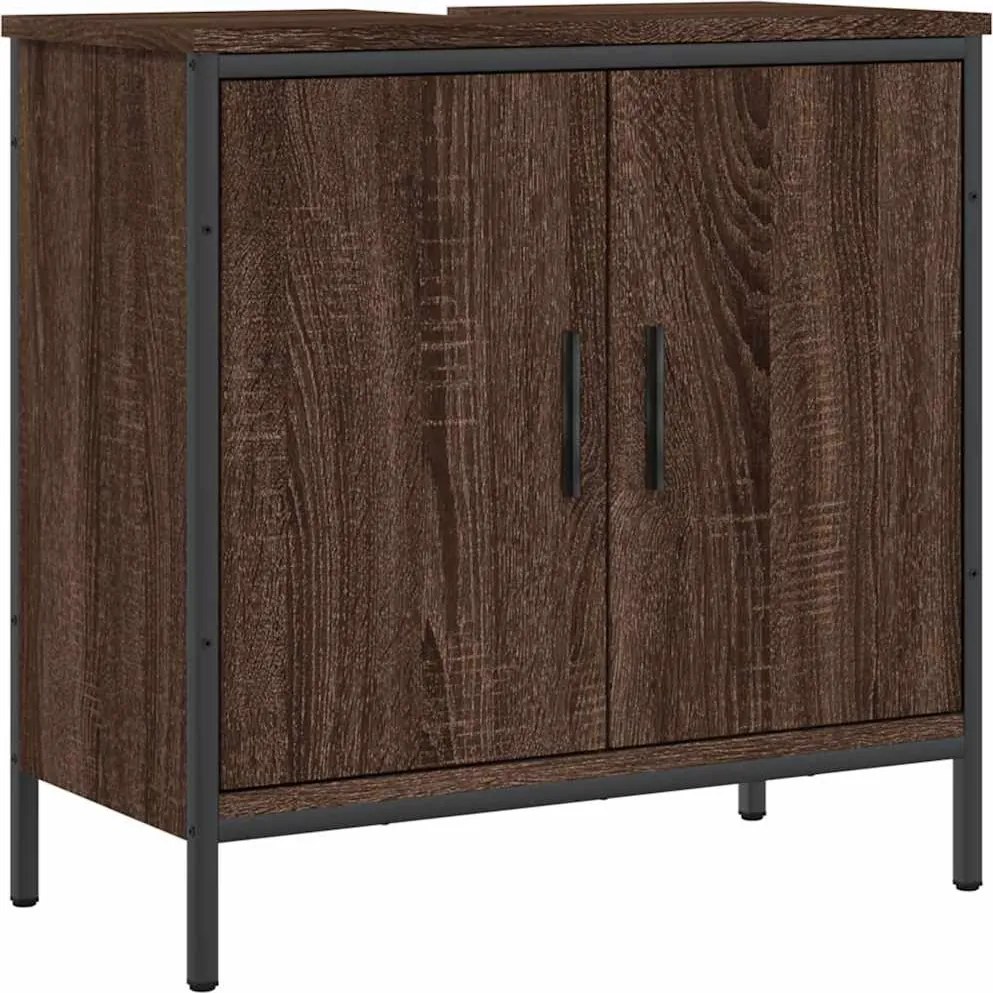 vidaXL barna tölgy szerelt fa fürdőszobai mosdószekrény 60x30x60 cm