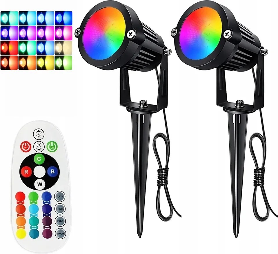 2x Lámpa Rgb Led kerti reflektor ip65 Led nyársra szúrható