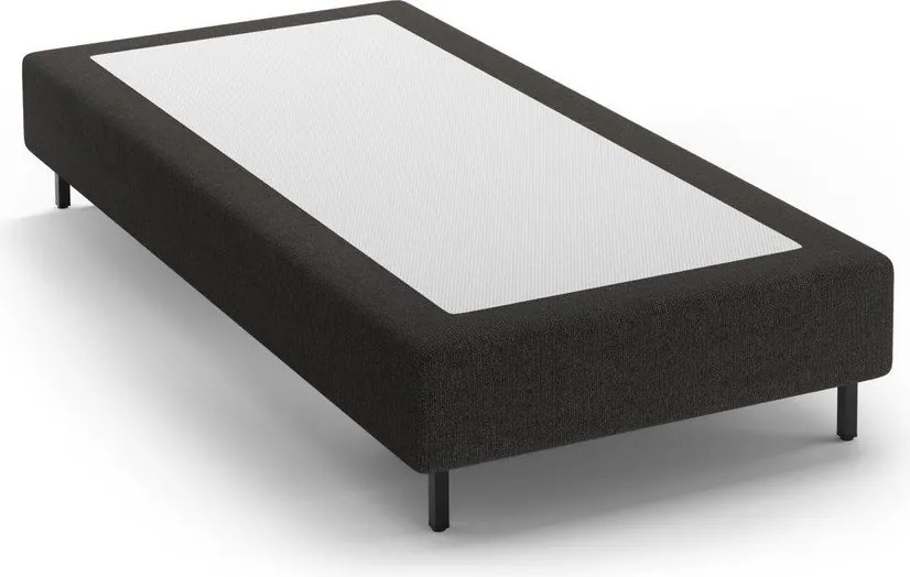 Fekete kárpitozott egyszemélyes ágy ágytámla nélkül 90x200 cm Whale – Micadoni