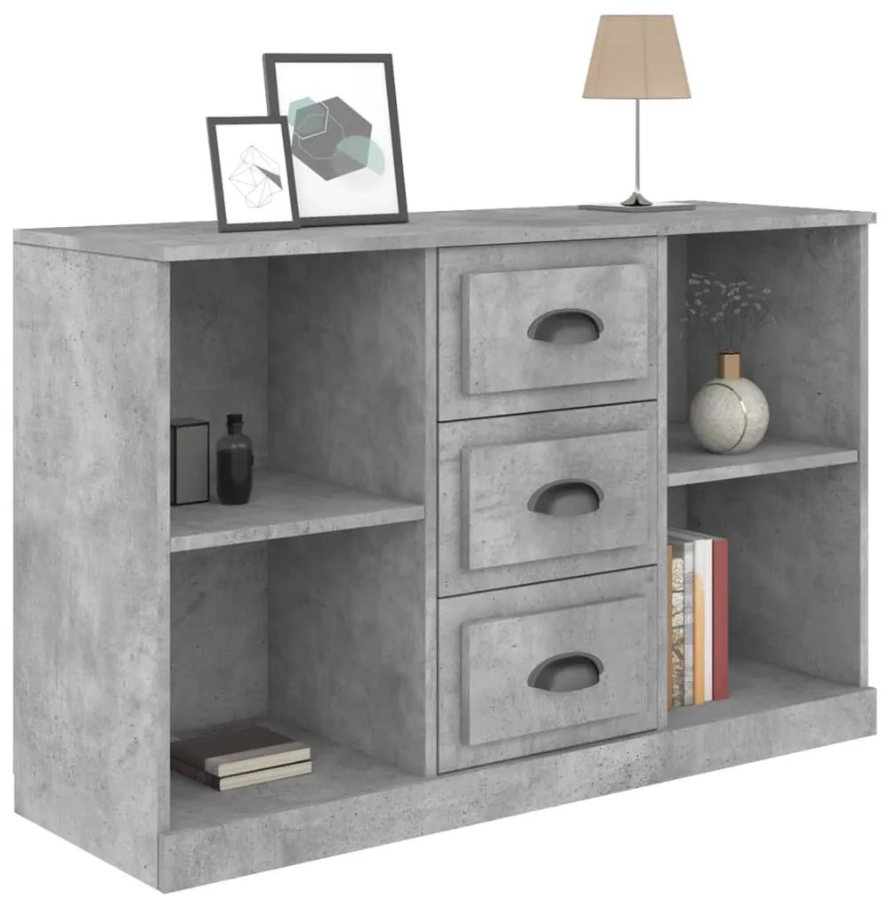 betonszürke szerelt fa tálalószekrény 104,5 x 35,5 x 67,5 cm