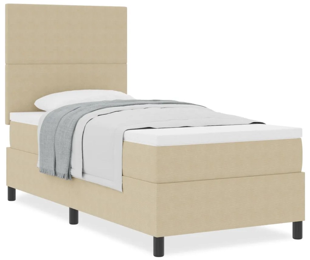 Box Spring Ágy Matrac Középszürke Egyszemélyes Kordbársony Anyag