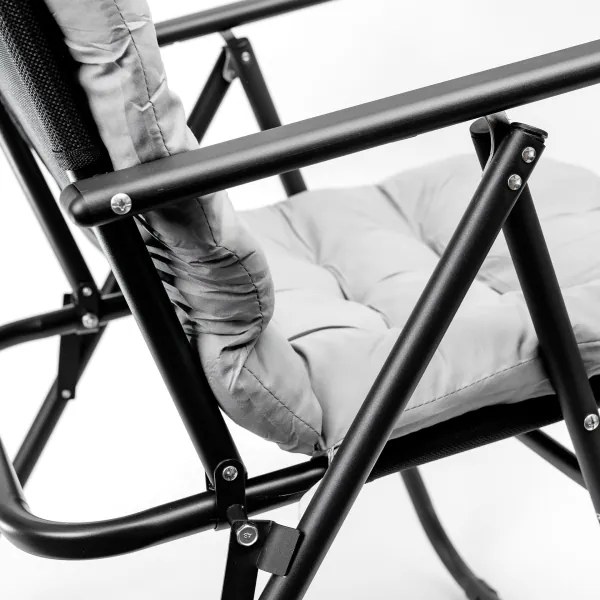 Összecsukható kempingszék matraccal fekete/szürke