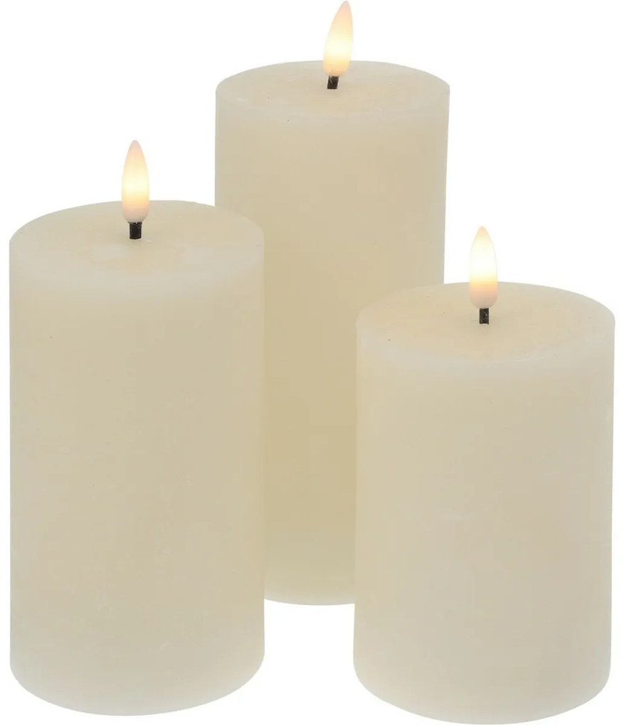 Cande creamy LED gyertya készlet 3 db, bézs színű