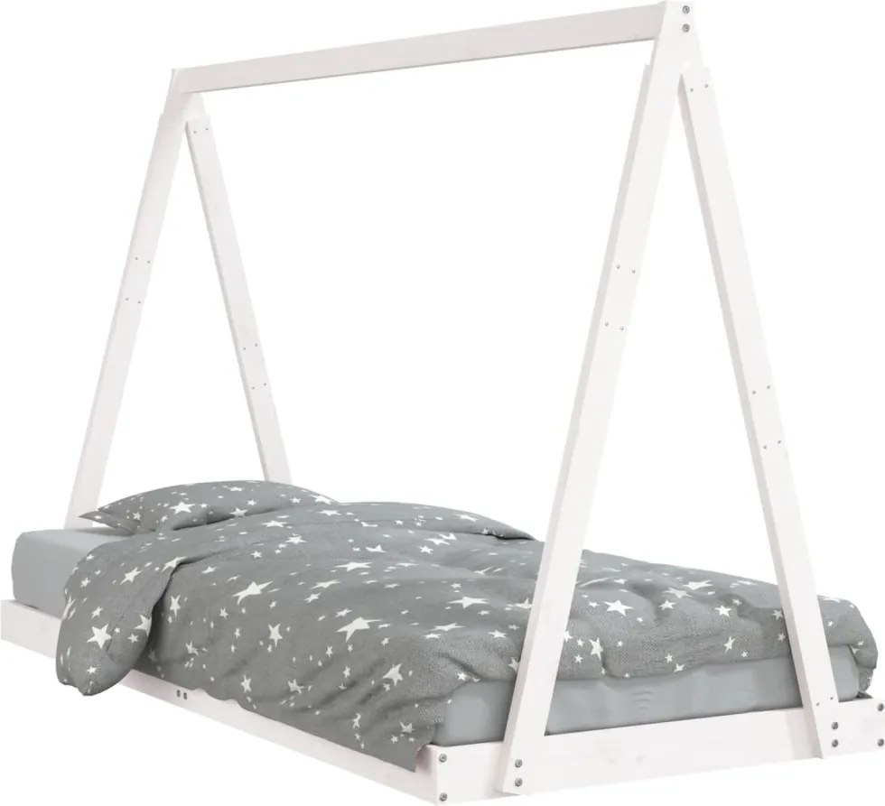 vidaXL fehér tömör fenyőfa gyerekágykeret 90 x 200 cm