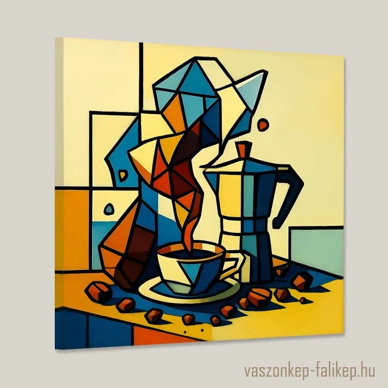 Geometrikus kávéélmény – modern prémium falikép kávérajongóknak 40x40cm