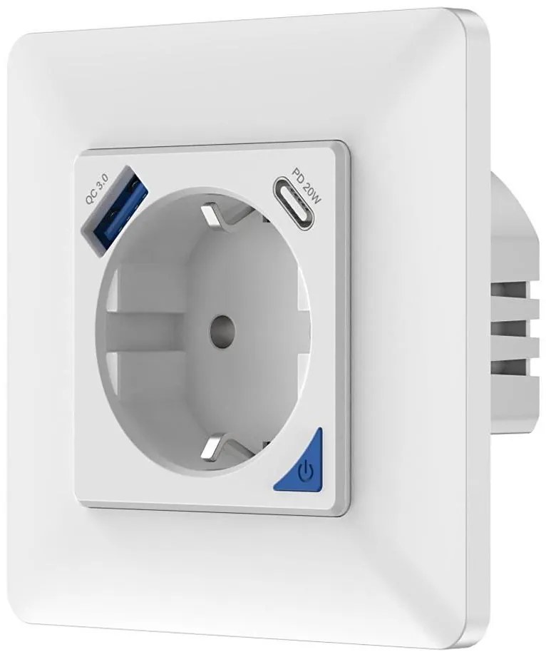 Immax Neo Immax NEO 07801L - Okos aljzat 16A/230V + 1xUSB-A+1xUSB-C Tuya SCHUKO IM1418