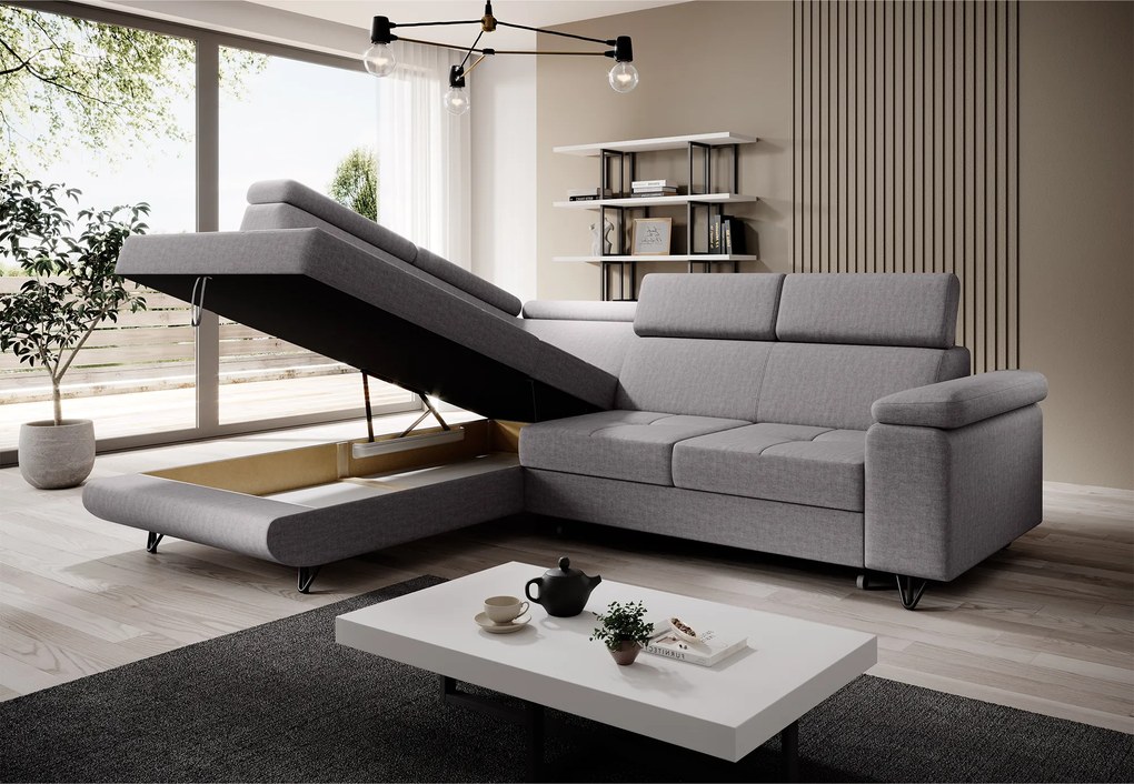 Kinyitható ülőgarnitúra, világosszürke, balos, JOGI ROH