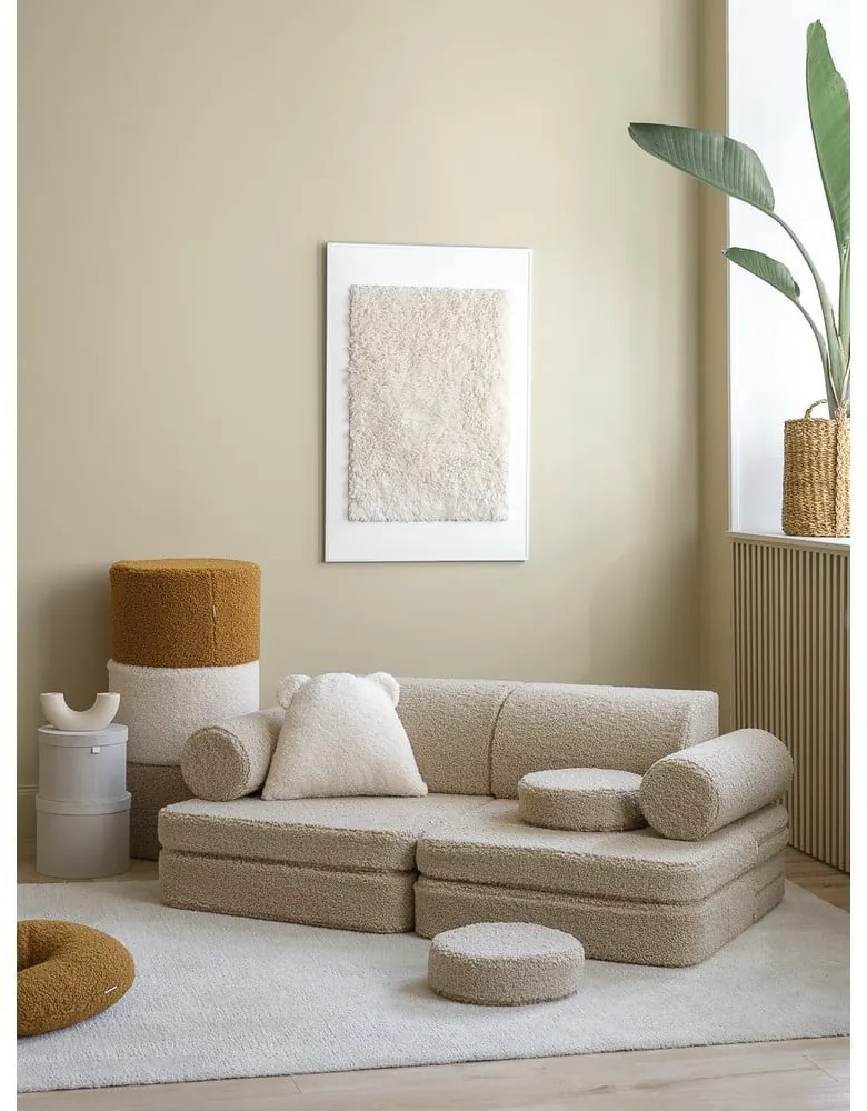 Világosbarna buklé gyerek kanapé 132 cm Settee – Wigiwama