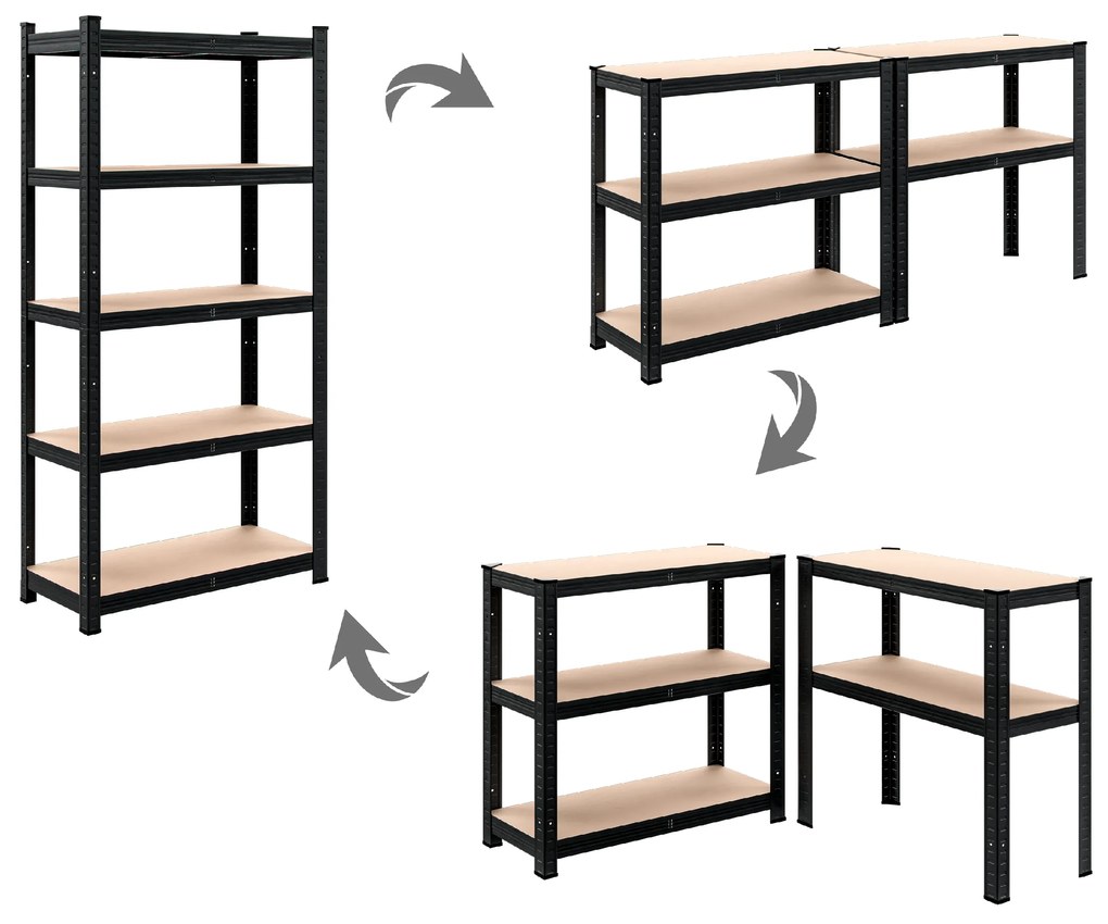 Deuba Sarok 6-polcos polc - fekete
