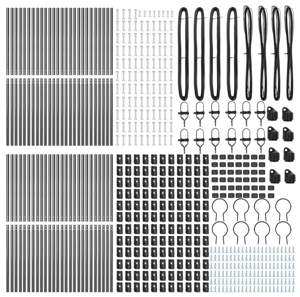Kerítésoszlopok 52 db Szürke Ø32 mm 200 cm Galvanizált Acél