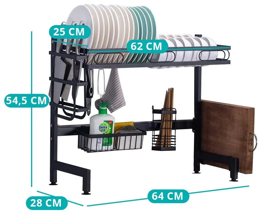 Edényszárító mosogató fölé, dupla