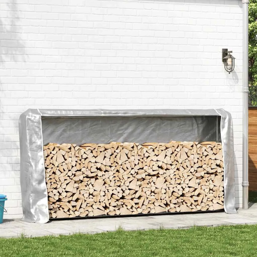Tűzifa állvány esővédővel 300x25x150 cm Horganyzott acél