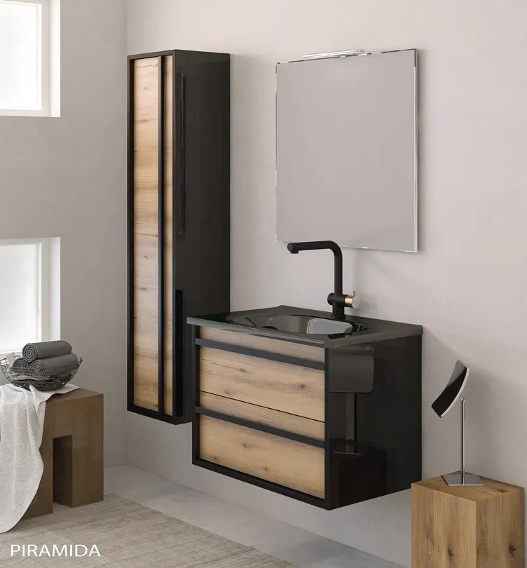 Piramida EURIDIKA OLIVA - FEKETE BETA fali fürdőszobai - ÁLLÓSZEKRÉNY - 35 x 150 x 30 cm