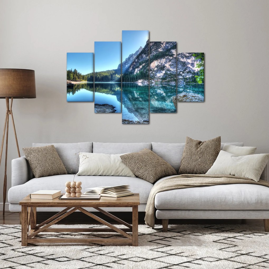 Egy alpesi tó képe (150x105 cm)