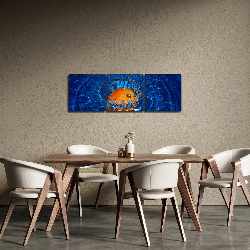 Kép - narancs a vízben (órával) (90x30 cm)