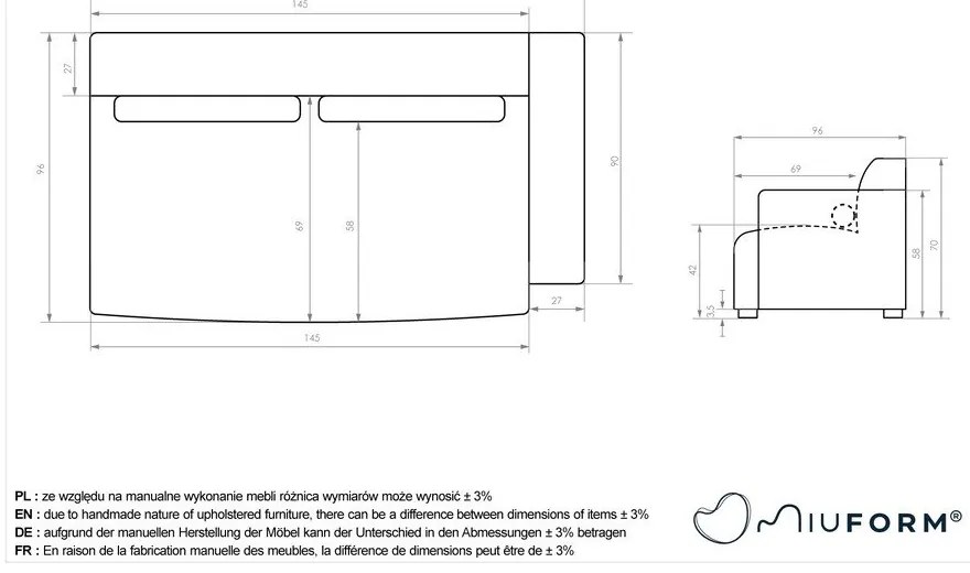 Bézs kanapé modul (jobb oldali) Flex Felix – Miuform