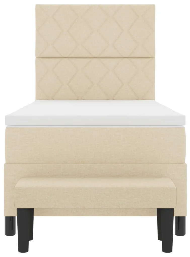 Boxspring ágy matraccal és paddal krém színben 90x200 cm szövet