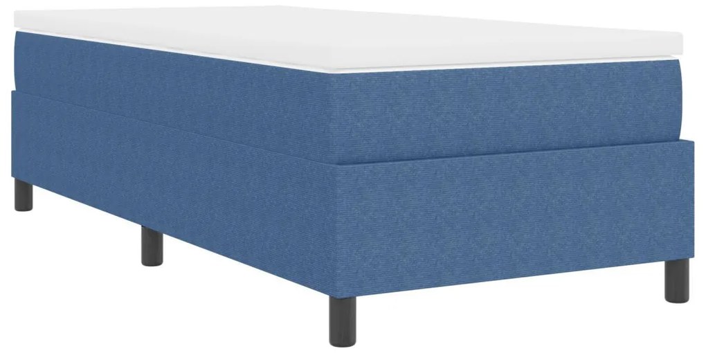 Boxspring Ágy Mattal Kék Egyszemélyes Corduroy Szövet
