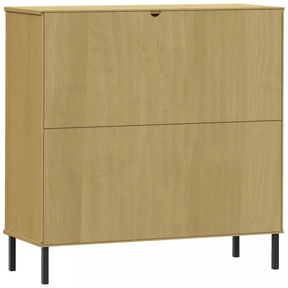 OSLO barna tömör fa könyvszekrény fém lábakkal 90x35x90,5 cm