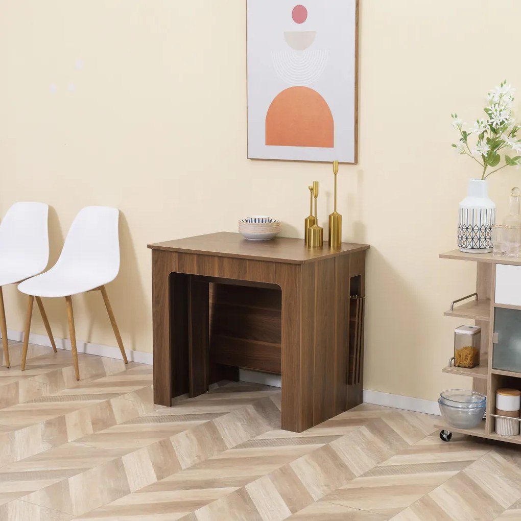 HOMCOM Kihúzható Étkezőasztal, mobil, modern design, barna