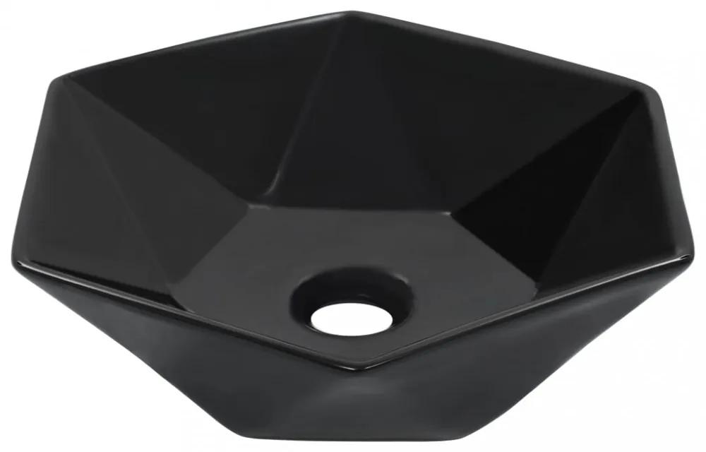 Fekete kerámia mosdókagyló 41 x 36,5 x 12 cm