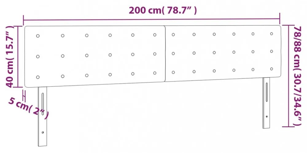 fehér műbőr LED-es fejtámla 200 x 5 x 78/88 cm
