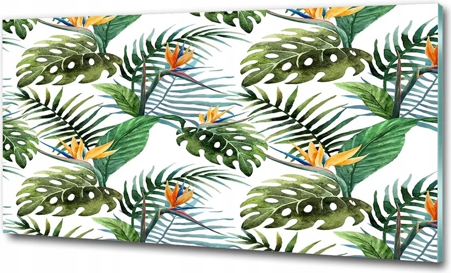 Fotó üvegkép Trópusi virágok 100x50