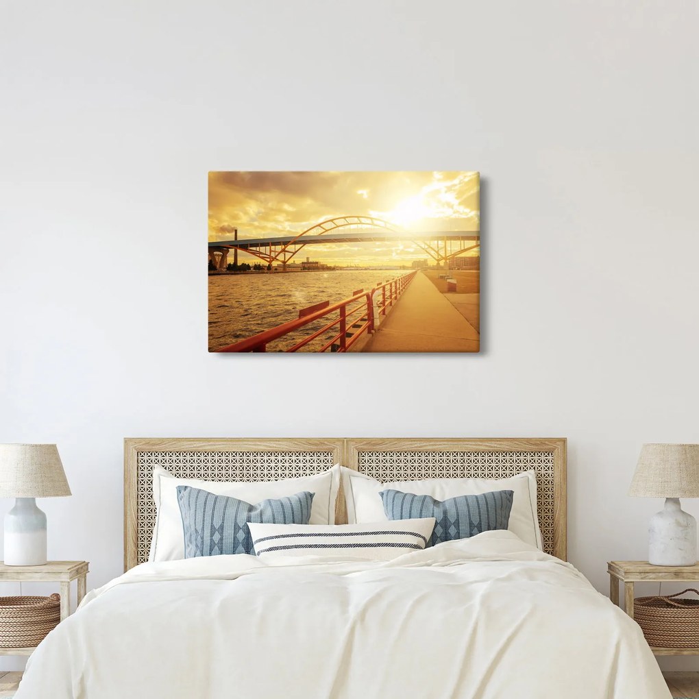 Kép a hídról napnyugtakor (90x60 cm)