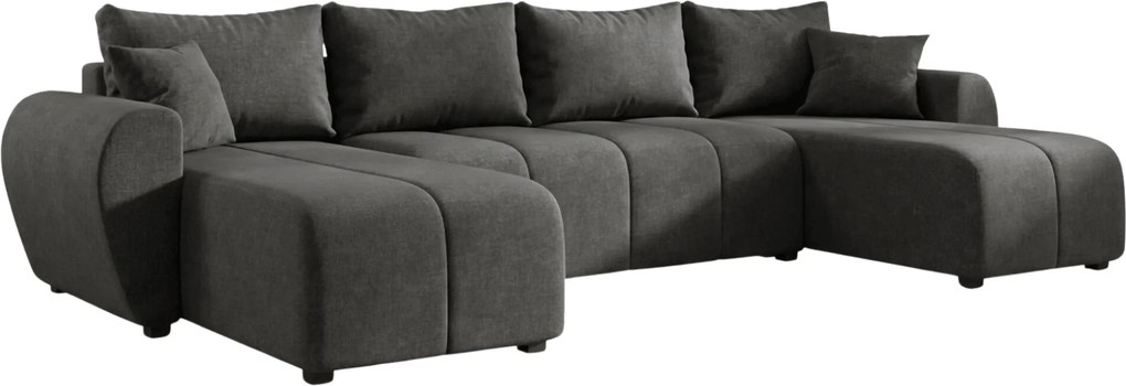 SEVIO U alakú kihúzható ülőgarnitúra, 311x145 cm, sötétszürke + 2 párna INGYEN