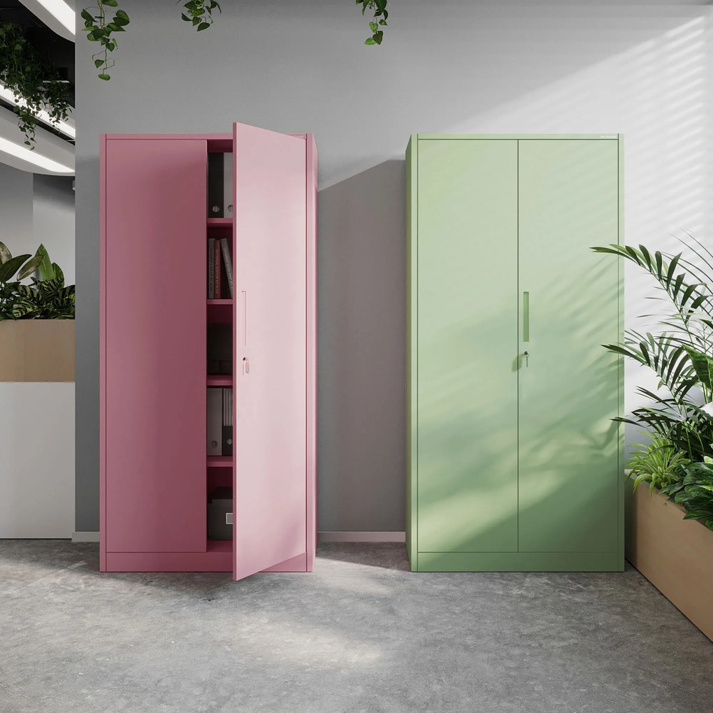 Irodai iratszekrény 4 polccal, pasztellzöld, 900x1850x400 mm: JAN Fresh Style