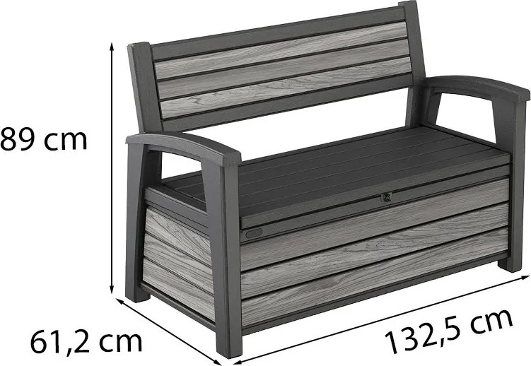 Decocoat műanyag kerti pad/tároló 227 L viharszürke