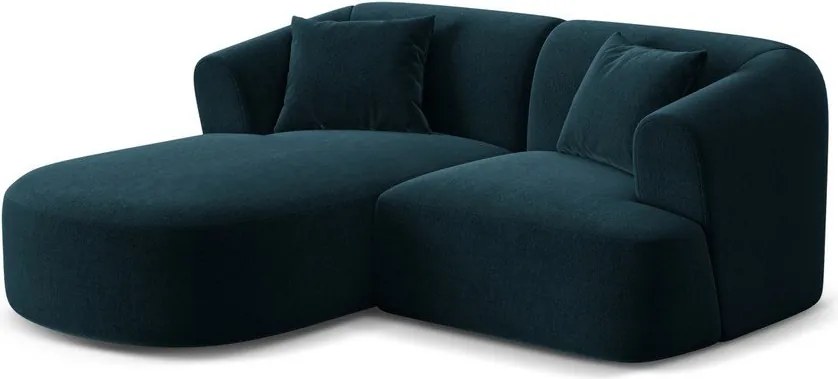 Petróleum színű bársony sarokkanapé (bal oldali-heverő résszel) Campi – Cosmopolitan Design