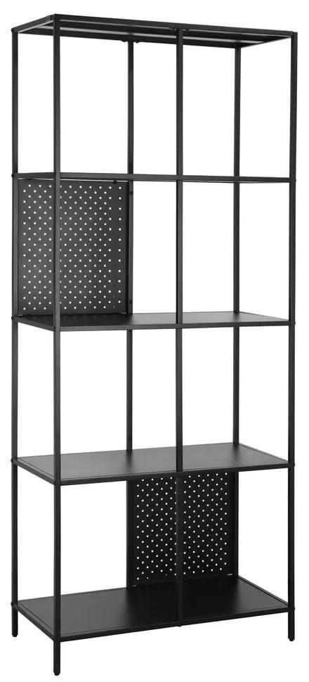 Fekete fém könyvespolc 75x180 cm Charleston – Støraa