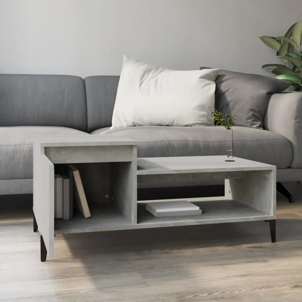 betonszürke szerelt fa dohányzóasztal 100 x 50 x 45 cm