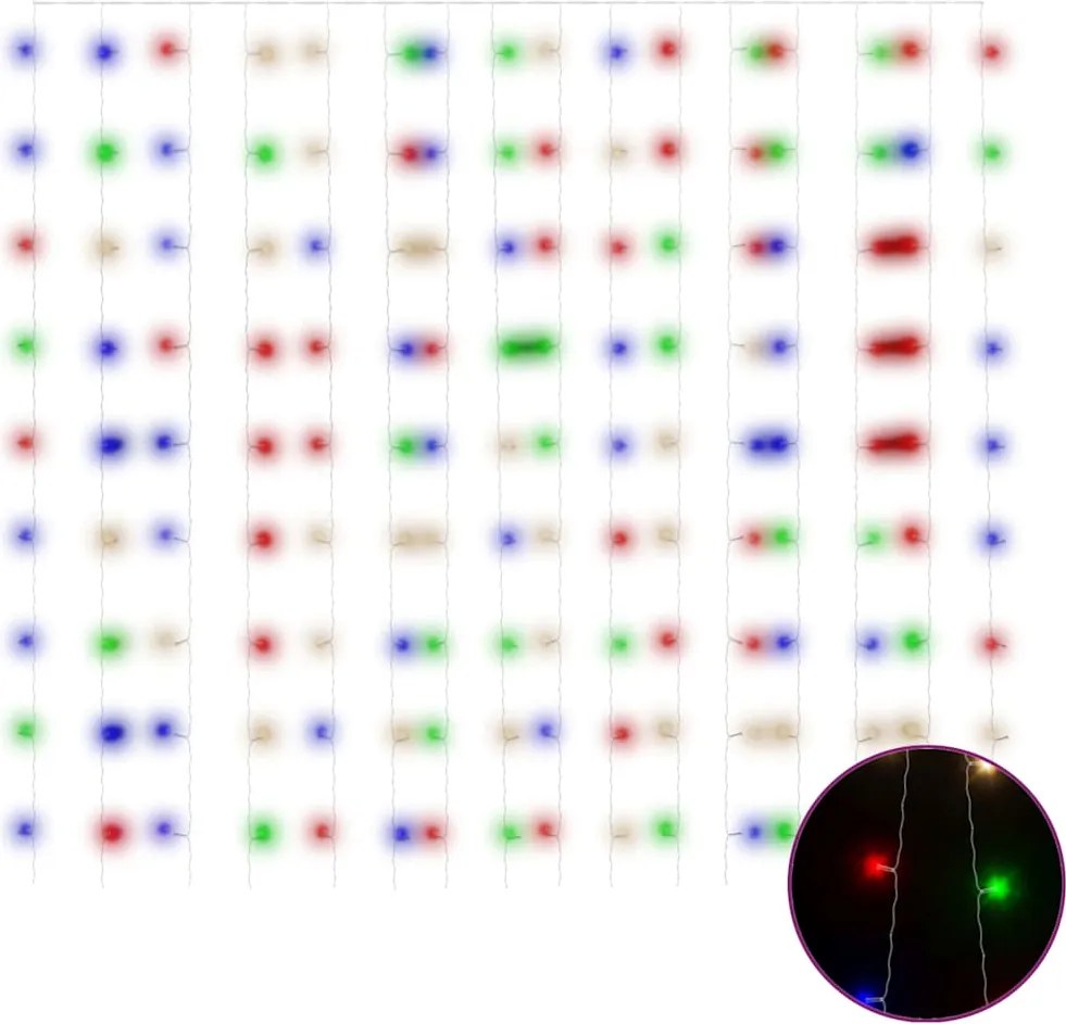 vidaXL 8 funkciós színes fényfüggöny 300 LED-del 3 x 3 m