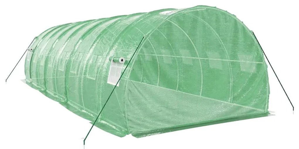 zöld acélvázas melegház 24 m² 8 x 3 x 2 m