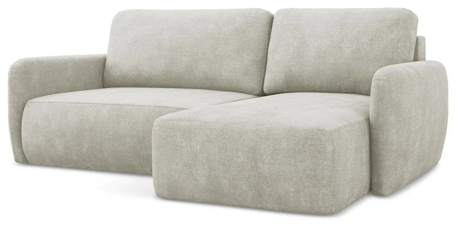 Krémszínű zsenília kinyitható-tárolóhelyes sarokkanapé (jobb oldali-heverő résszel) Lilo – Makamii