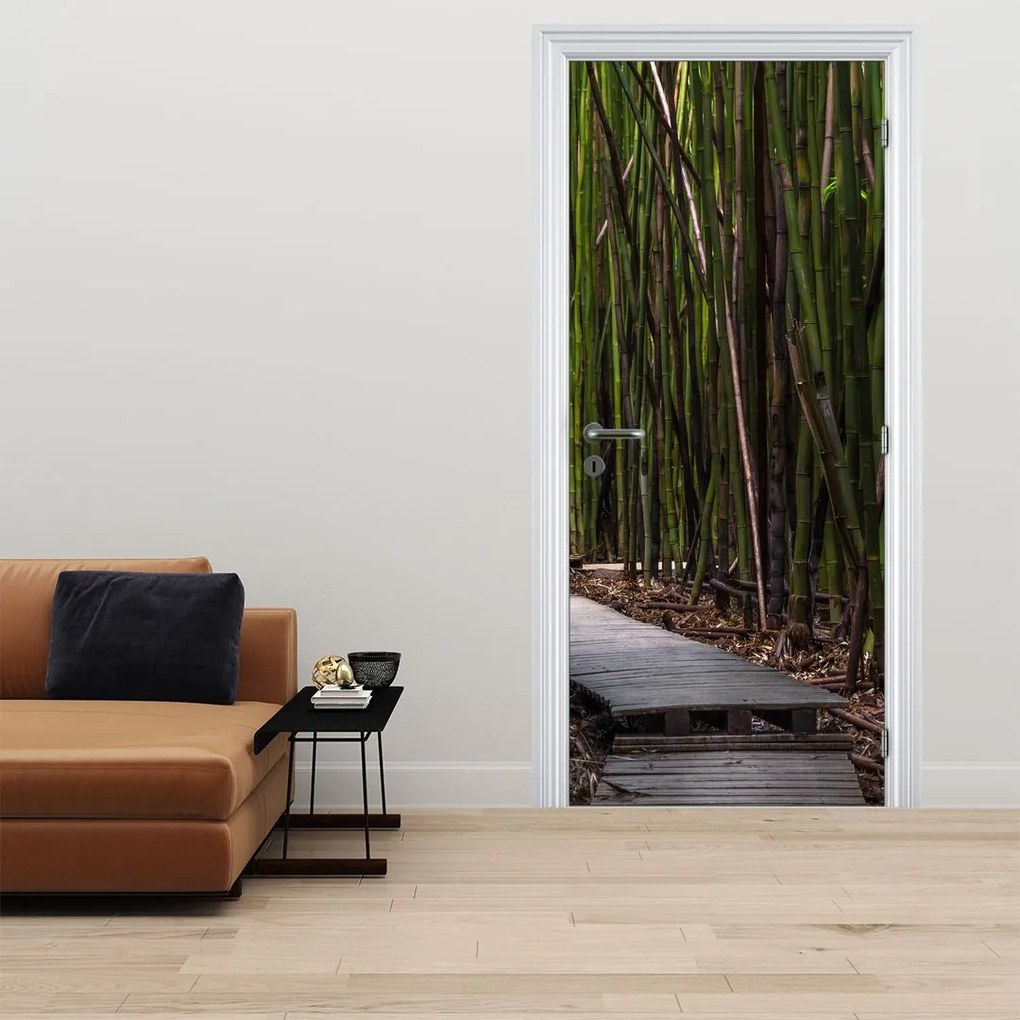 Fotótapéta ajtóra - Bambuszok között (95x205cm)