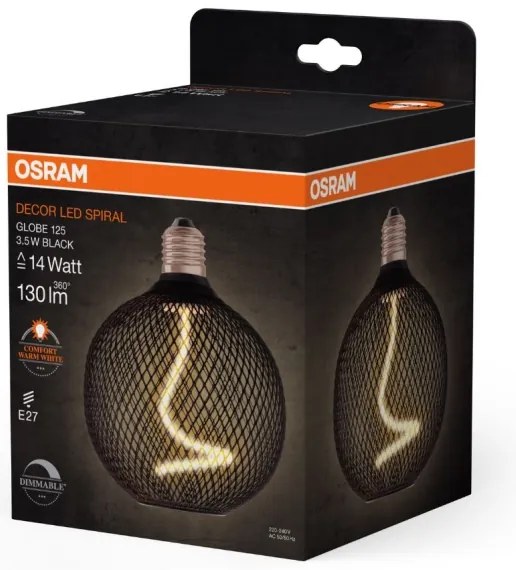 LED Dimmelhető izzó DECOR FILAMENT G125 E27/3,5W/230V 1800K fekete - Osram