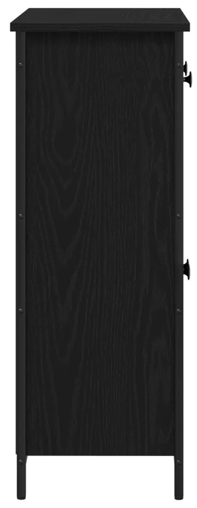 Oldalszekrény Fekete Tölgy 70x30x80 cm Mérnöki Fa és Acél