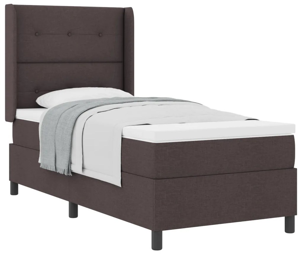 Boxspring Ágy Matrac Vékony Barna 90x200 cm Szövet