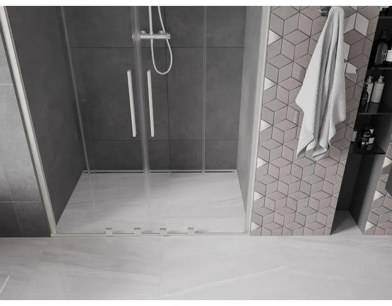 Mexen Velar Duo, tolózuhanyajtó nyitáshoz 160 cm, 8 mm átlátszó üveg, csiszolt acél, 871-160-000-02-97