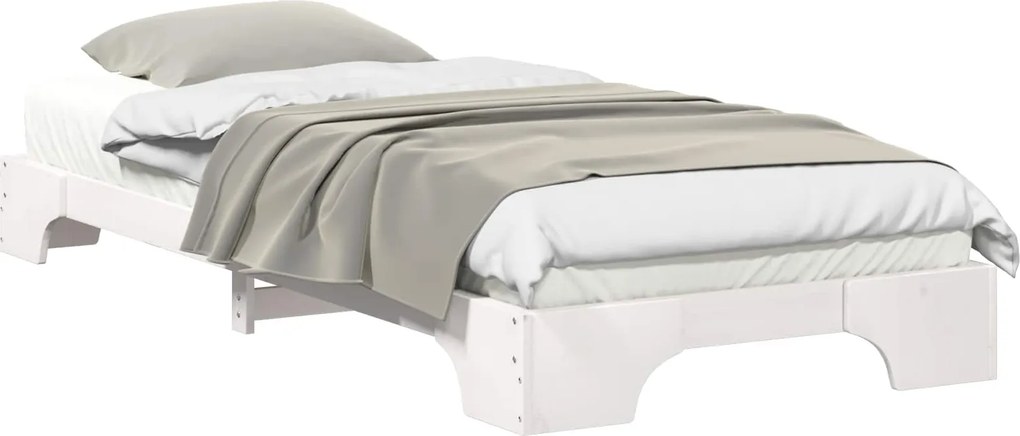 vidaXL Ágykeret Fehér 90 x 210 cm Tömör fenyőfa