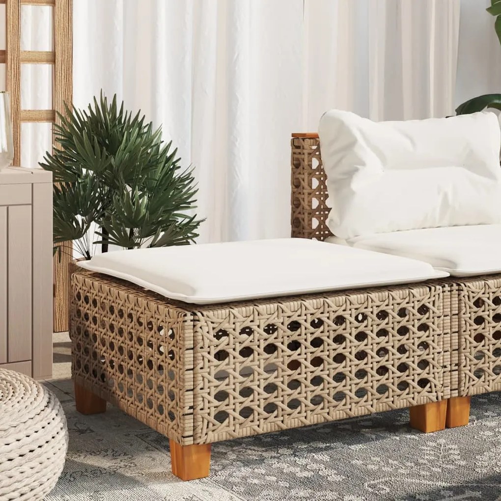 Szürke polyrattan kerti ülőke párnával 63,5 x 56 x 32 cm