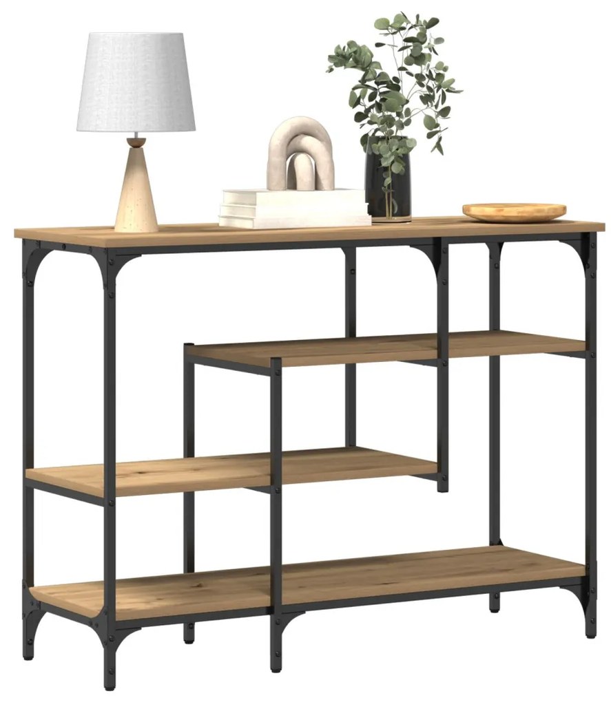Konzolasztal Mesteri Tölgy 100x35x75 cm Műanyag Fa és Acél