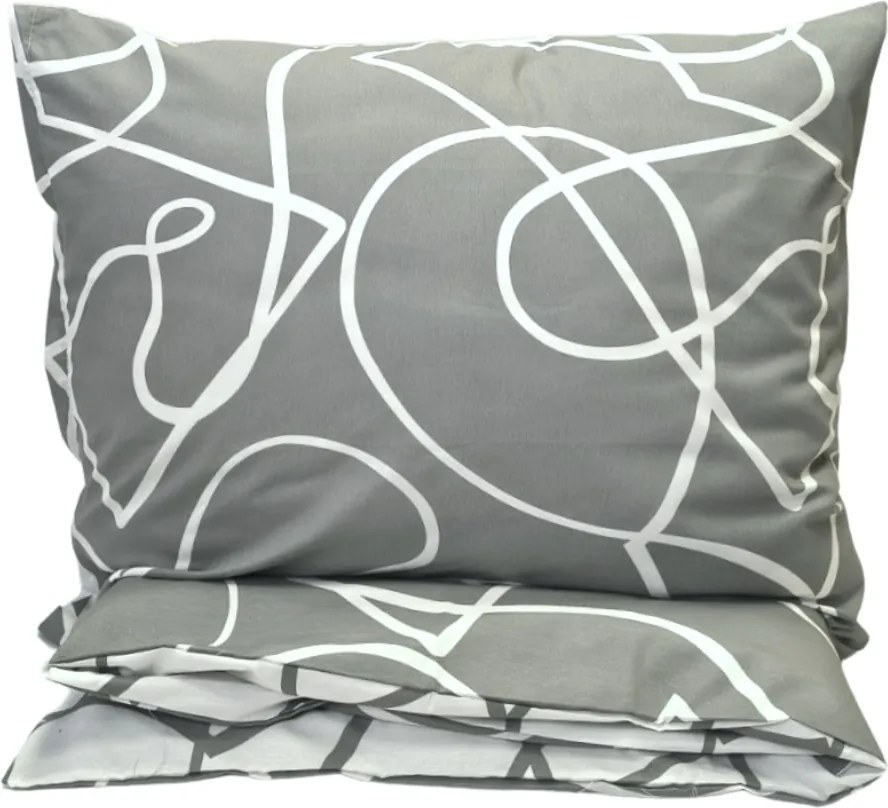Merlot szürke pamut ágyneműhuzat TiaHome - 1x Párna 90x70cm, 1x Paplan 140x200cm